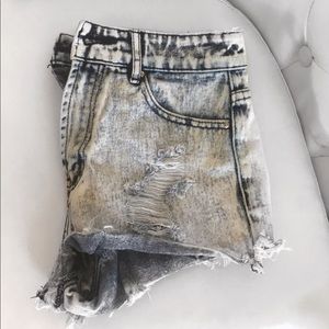 F21 Acid Wash Denim Shorts